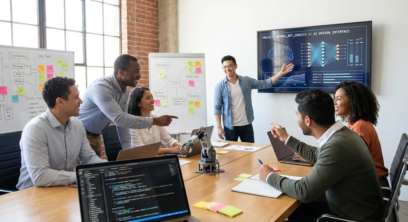 A team collaborating on a new AI-driven project.