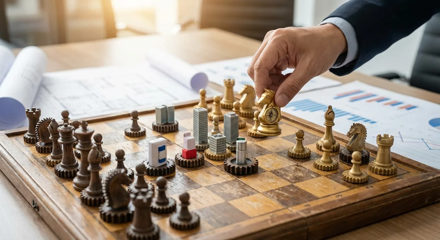 A chess board representing the careful planning involved in business diversification.