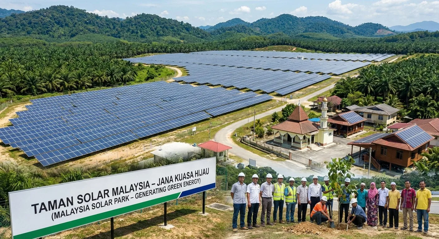 A solar farm in Malaysia, representing the shift towards green energy.