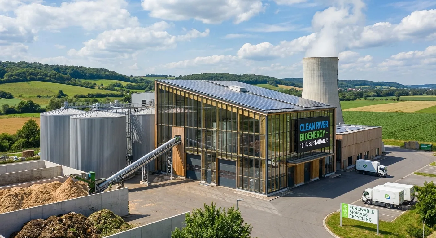A modern biomass energy plant showcasing sustainable technology.