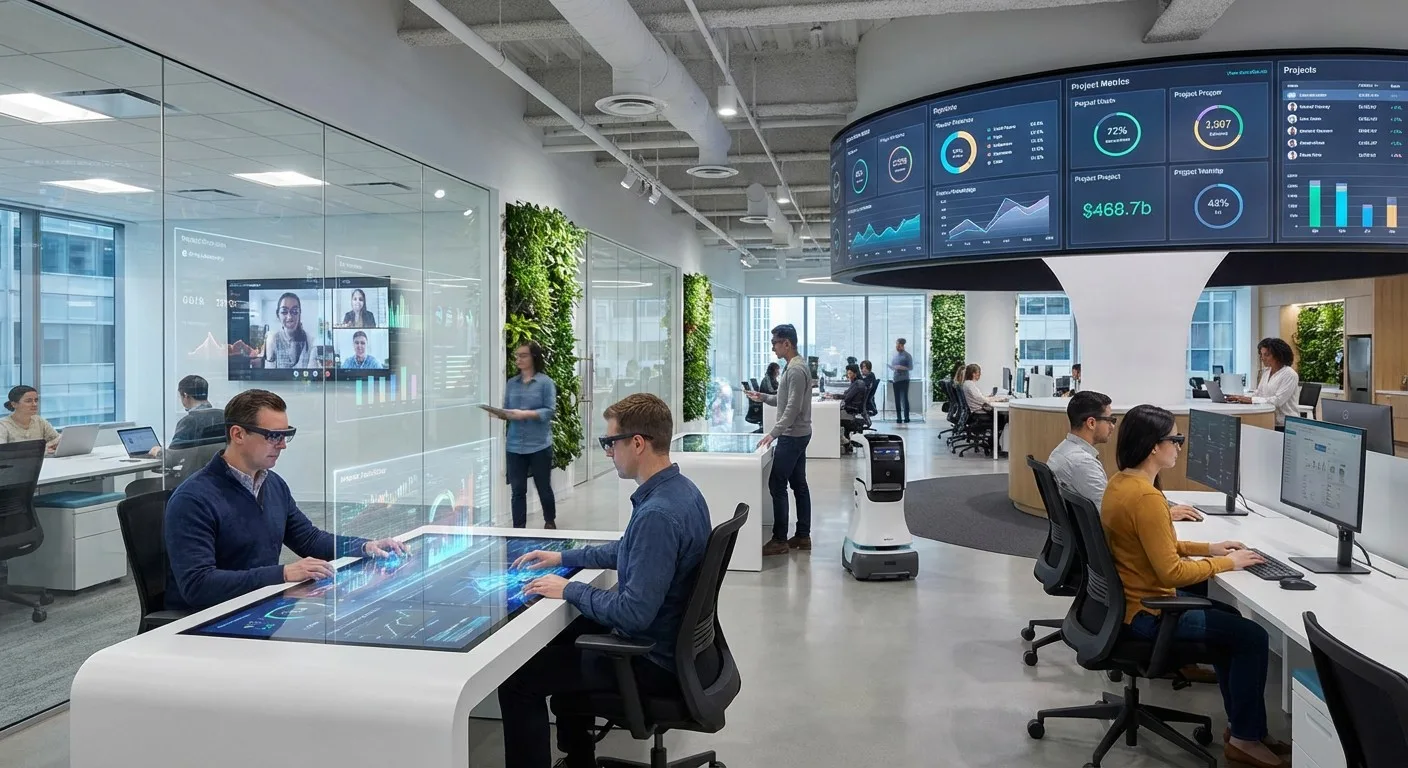 A modern office with technology integrated into the workflow.