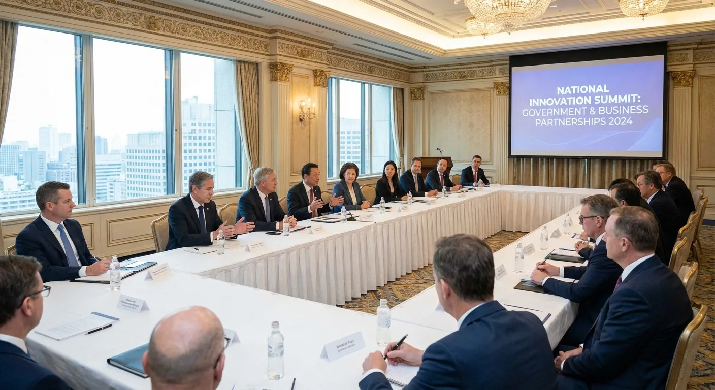 Government and business leaders in a collaborative meeting.