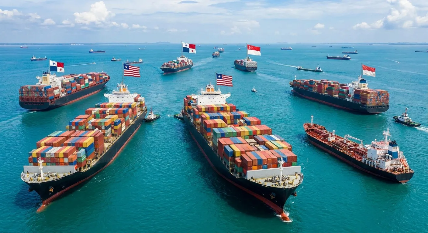 International cargo ships navigating busy trade routes.