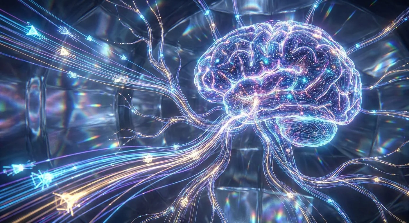 An abstract representation of neural networks and data flow.