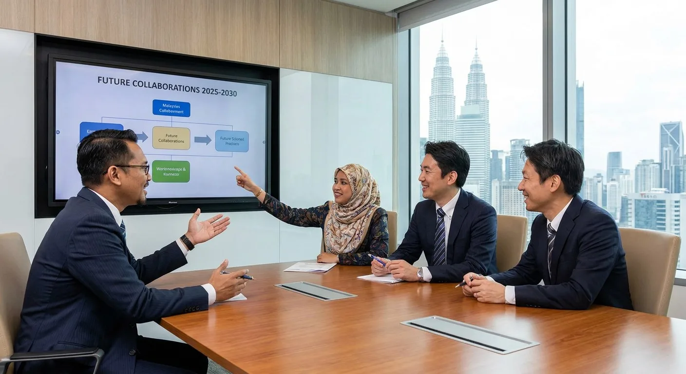 Malaysian and Japanese professionals discussing future business collaborations.