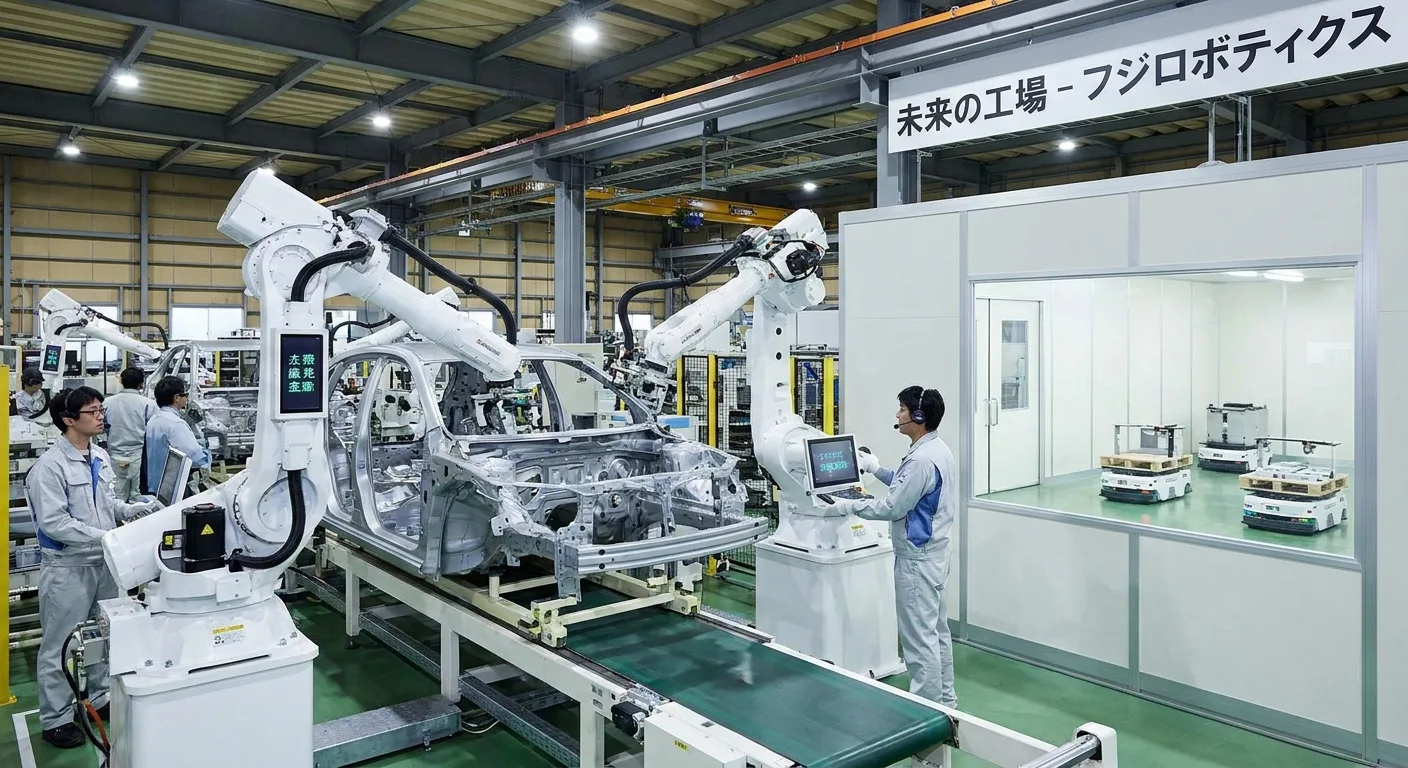 Modern robotics in a Japanese manufacturing facility.