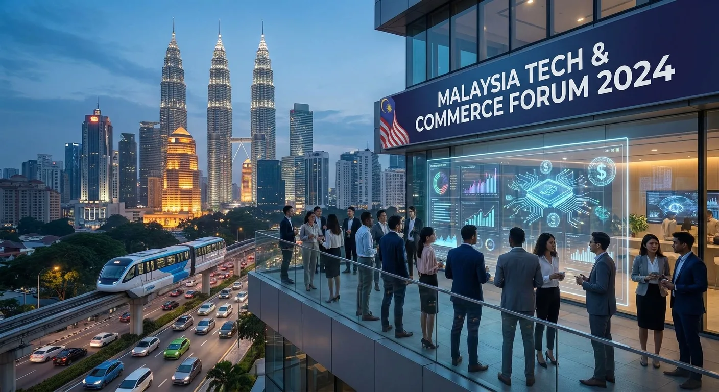 Technology and business coming together in a modern Malaysian city.