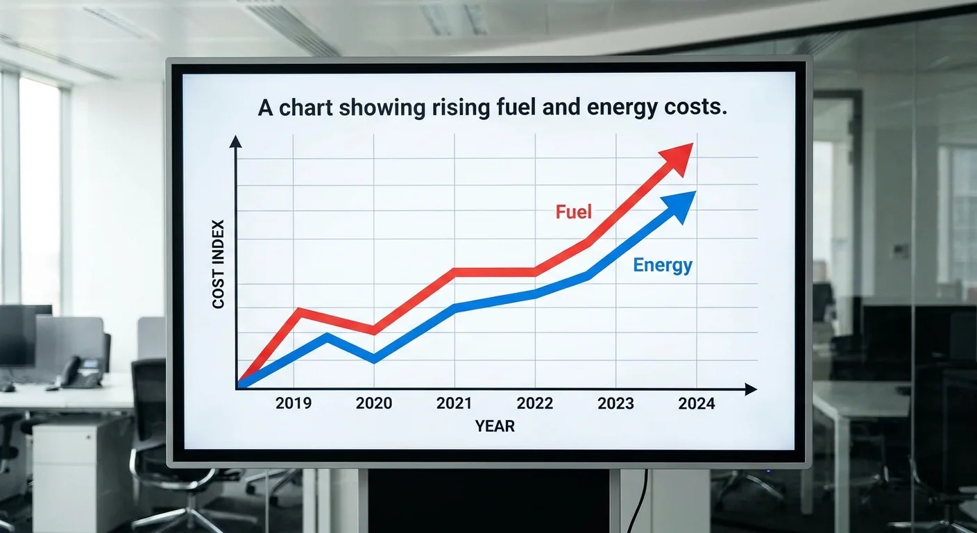 A chart showing rising fuel and energy costs.