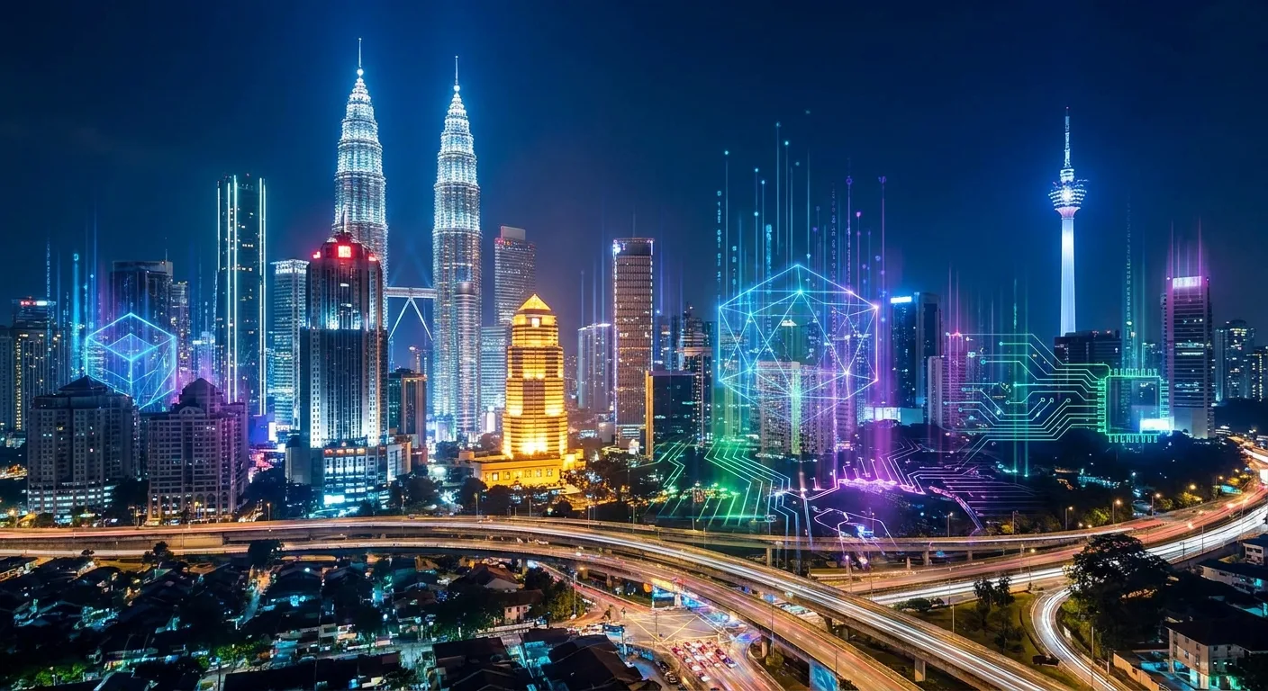Kuala Lumpur's skyline at night, representing Malaysia's potential in the digital age.