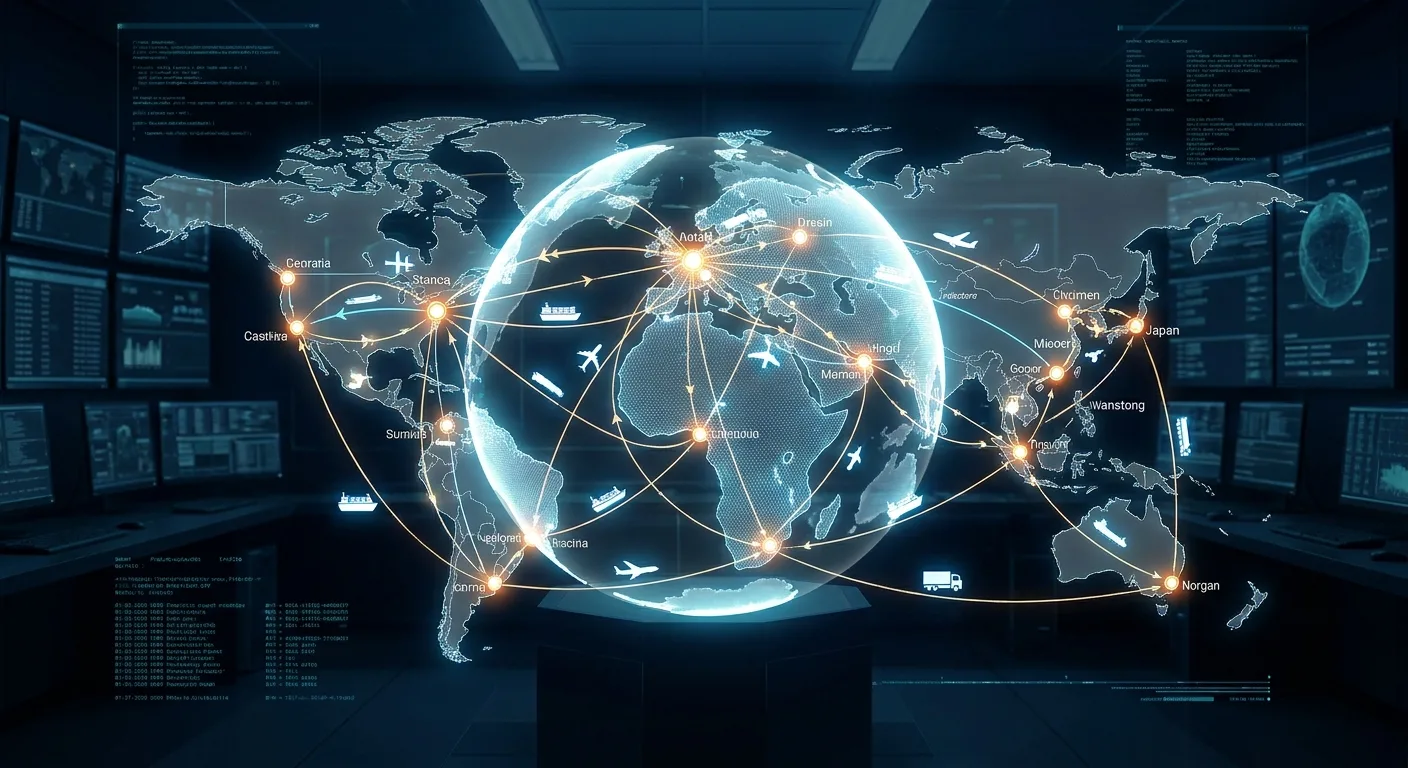 A visual representation of interconnected global supply chains.
